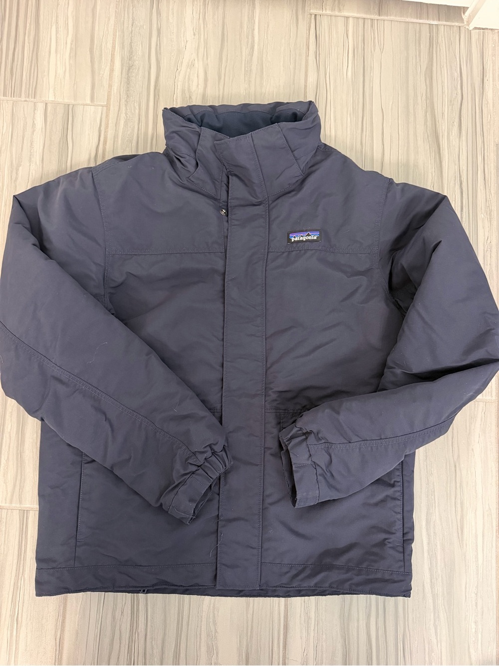 Patagonia Mens Small Lone Mountain Parka Navy Blue Full Zip Insulated Jacket - Picture 11 of 12